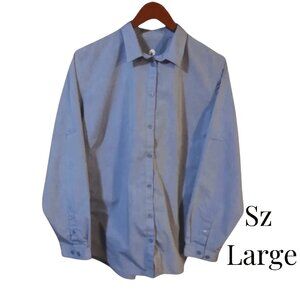 Blue Uniform Shirt, Button Down, Collared, ChefWorks Urban Collection, Women Sz
